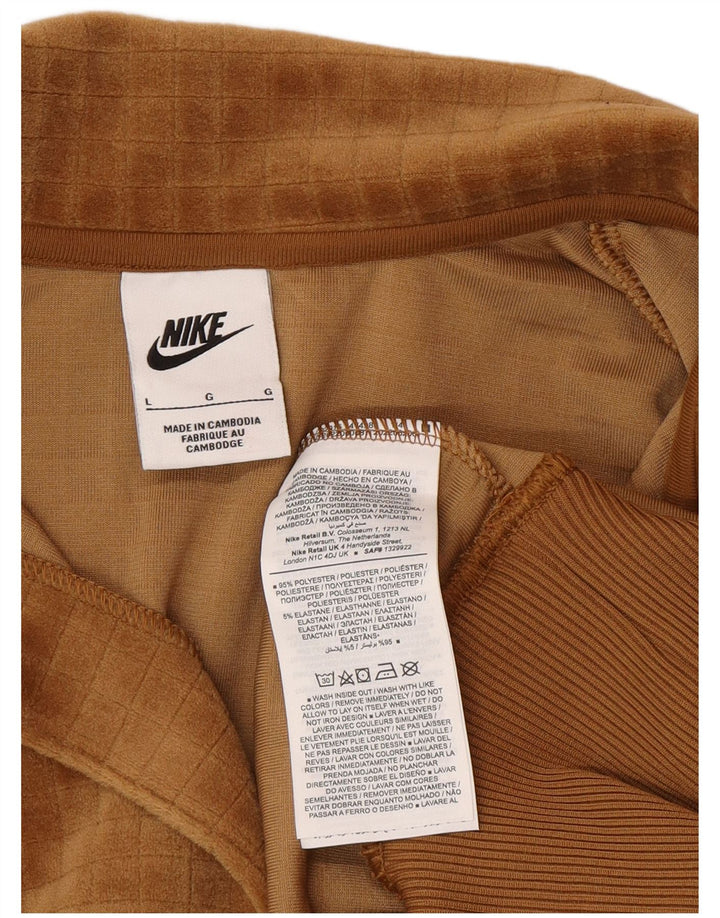 Nike Dame Oversized Velour Sweatshirt Jumper UK 16 Stor Brun Polyester