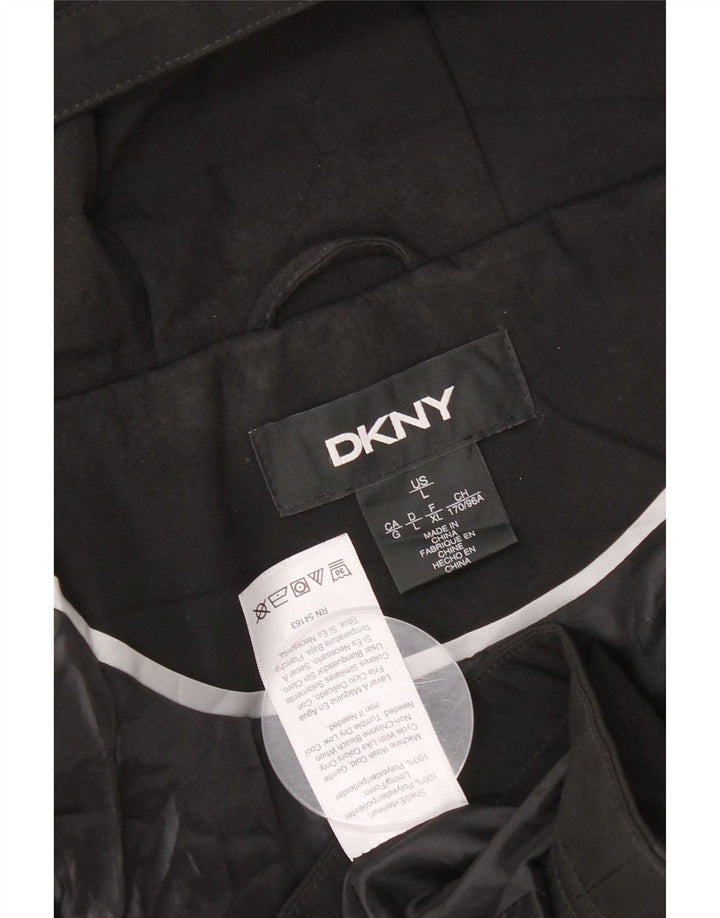 DKNY Womens Hooded Windbreaker Coat UK 16 Large Black Polyester