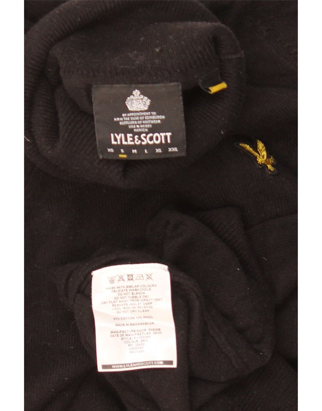 LYLE & SCOTT Herre trøje med rullehals, lille sort bomuld