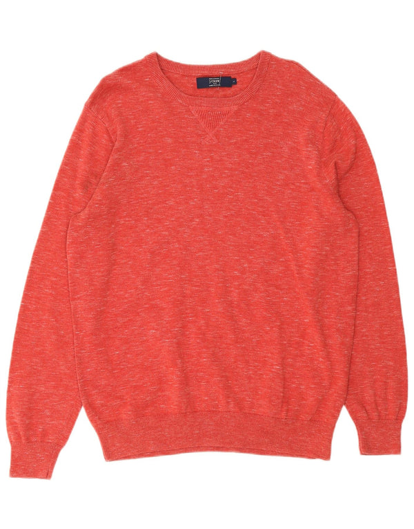 J. Crew Herre Neck Jumper Sweater Stor rød Flecked Bomuld