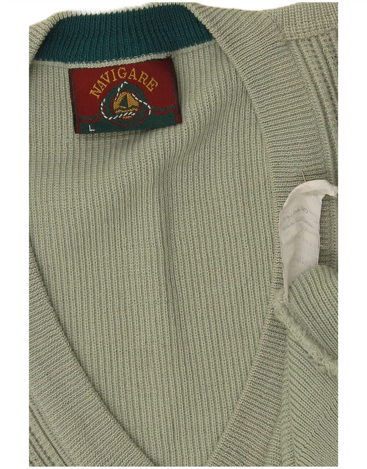 Navigare Herre V-hals sweater Stor grøn uld