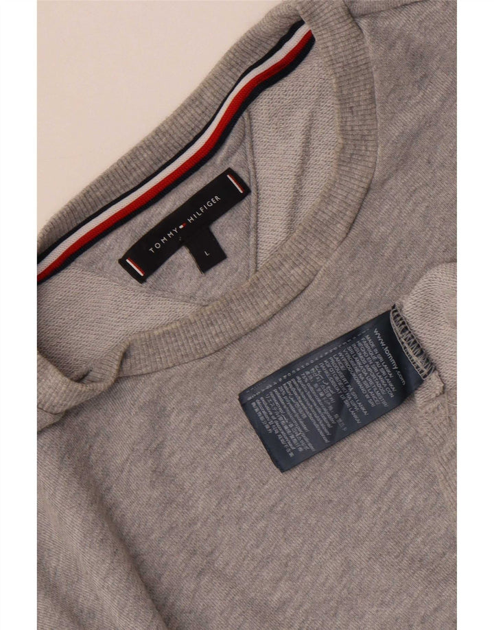 Tommy Hilfiger Herre Grafisk Sweatshirt Jumper Stor Grå Colourblock Bomuld