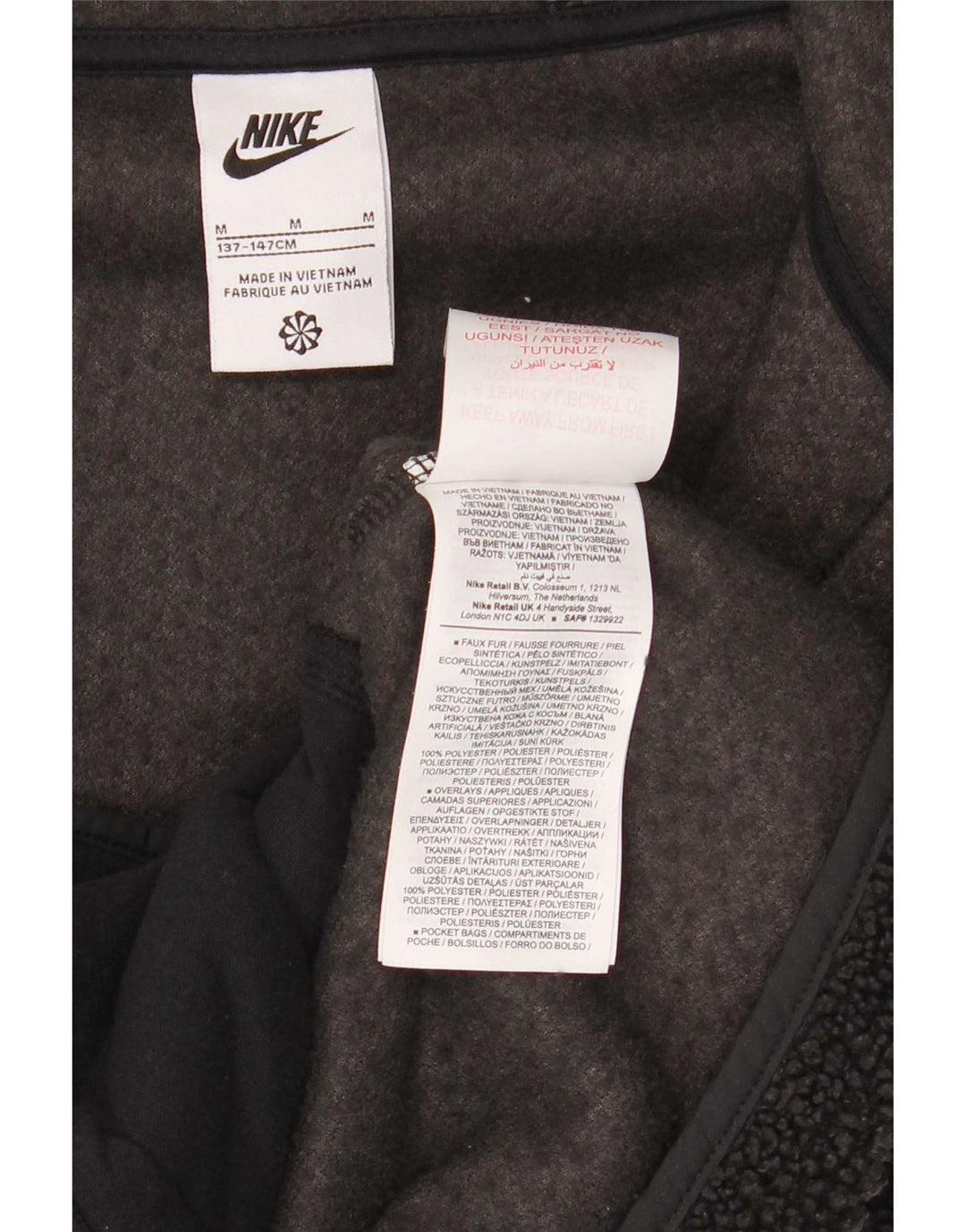 Nike drenge hættejakke i fleece 10-11 år medium sort polyester