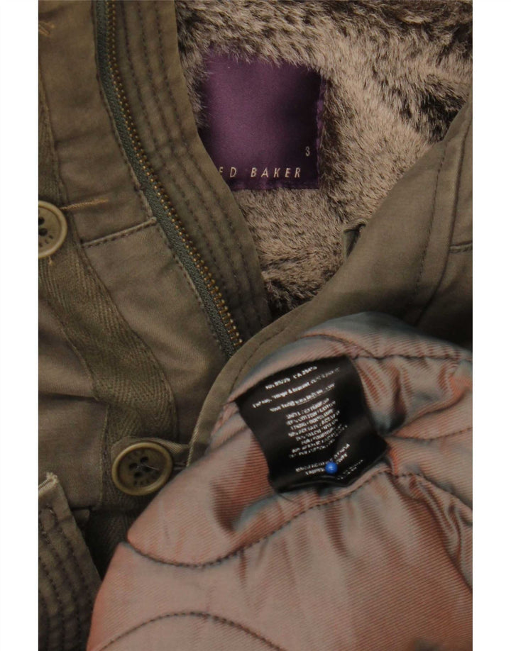 Ted Baker Herre Hooded Parka Jacket Størrelse 3 Medium Green Cotton