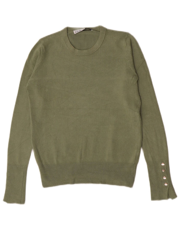 Zara Dame sweater med rund hals DK 10 Small Khaki Viscose