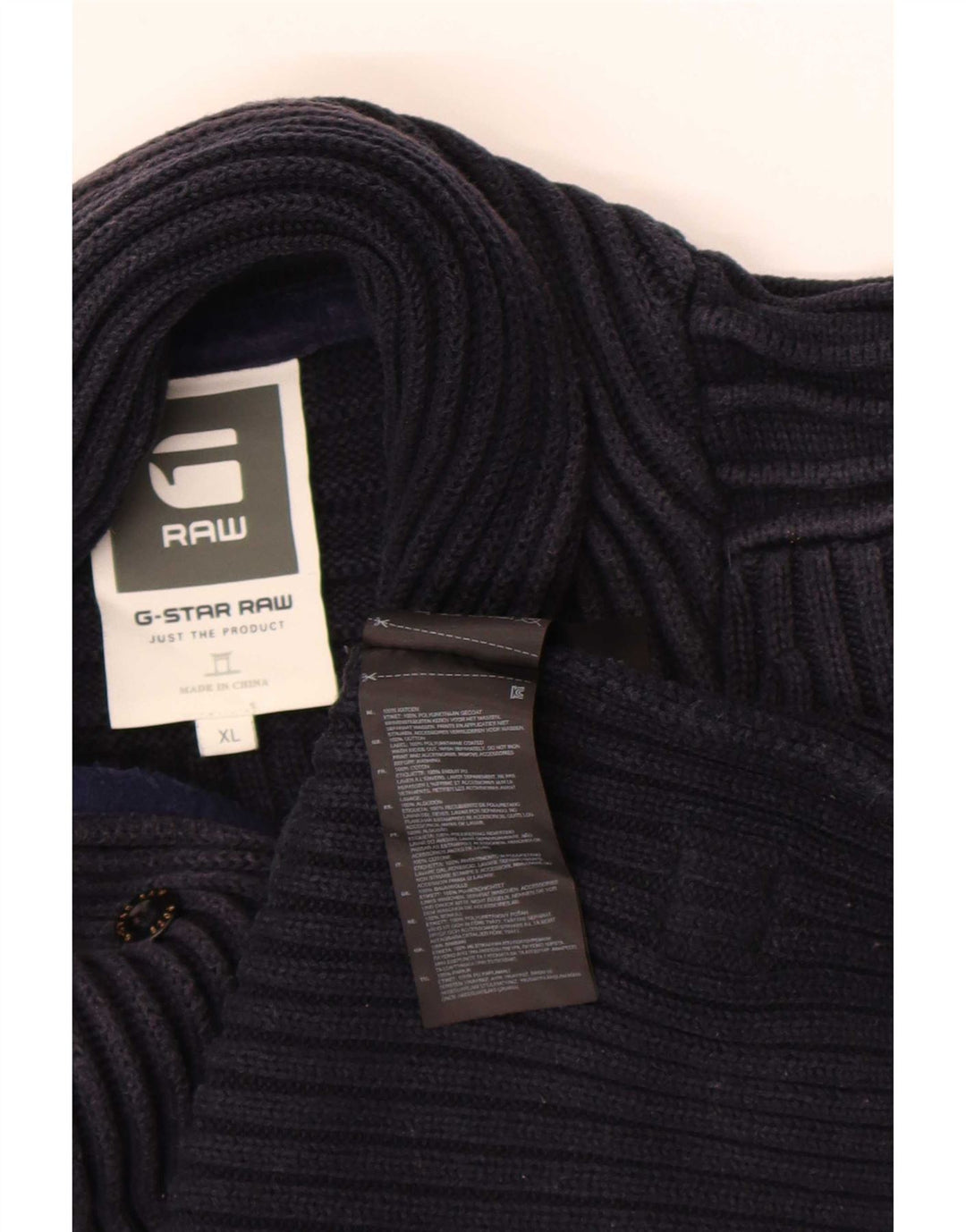G-Star Herre Button Neck Jumper Sweater XL Navy Blue Bomuld