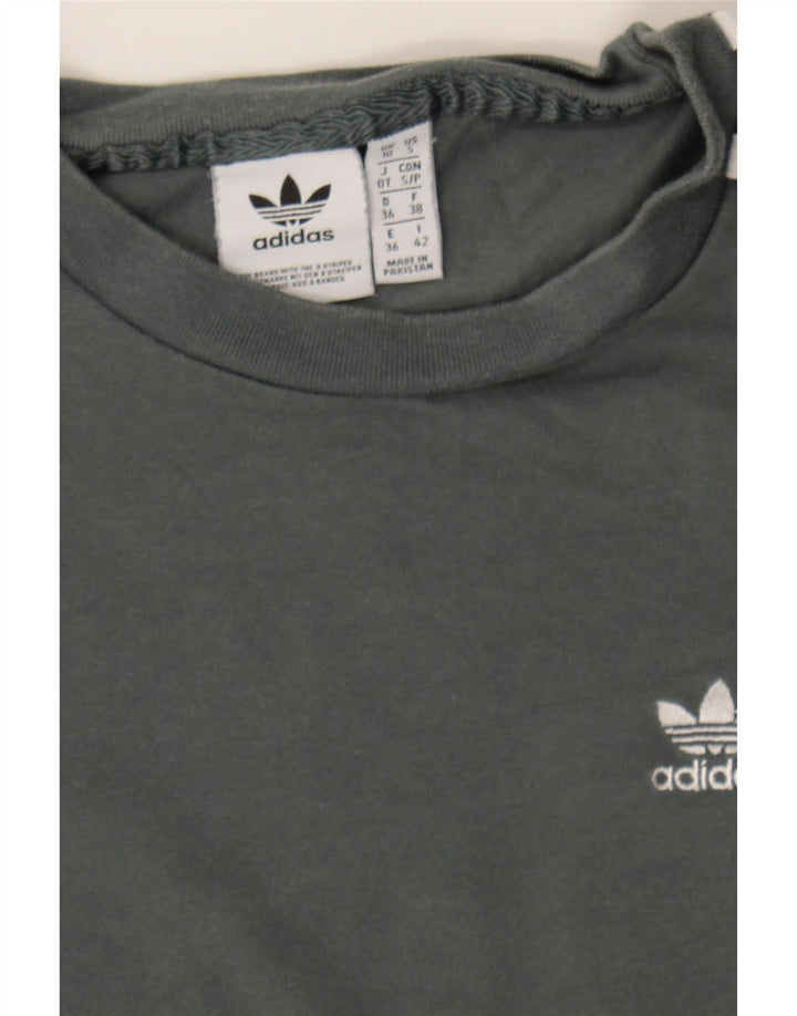 ADIDAS Womens Top Long Sleeve UK 10 Small Grey Cotton Vintage Adidas and Second-Hand Adidas from Messina Hembry 
