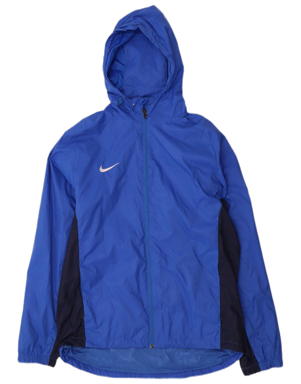 Nike Mens Hooded Rain Jacket UK 38 Medium Blue Colourblock Nylon