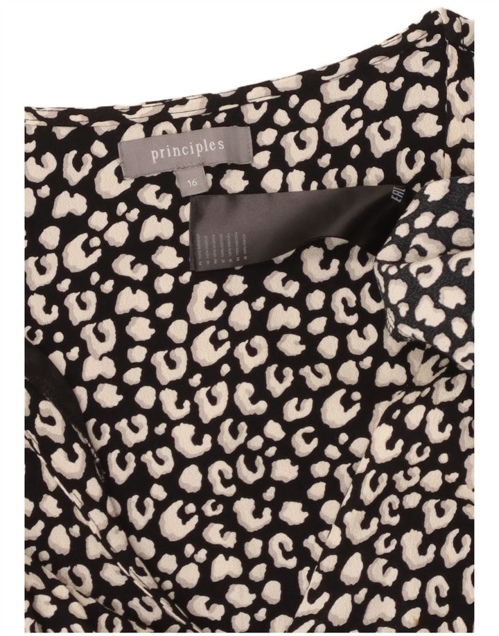 PRINCIPPER Kvinders 3/4-ærmet lagdelt kjole UK 16 Stort sort dyreprint