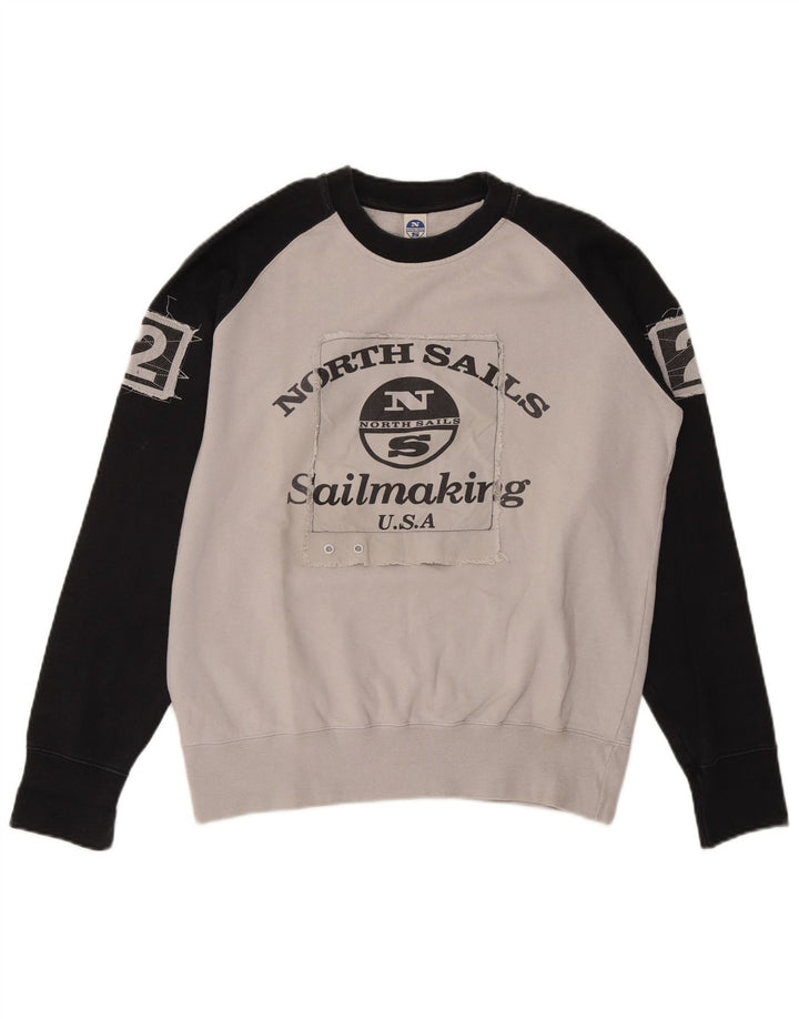 North Sails Herre Grafisk Sweatshirt Jumper Medium Grå Colourblock Bomuld