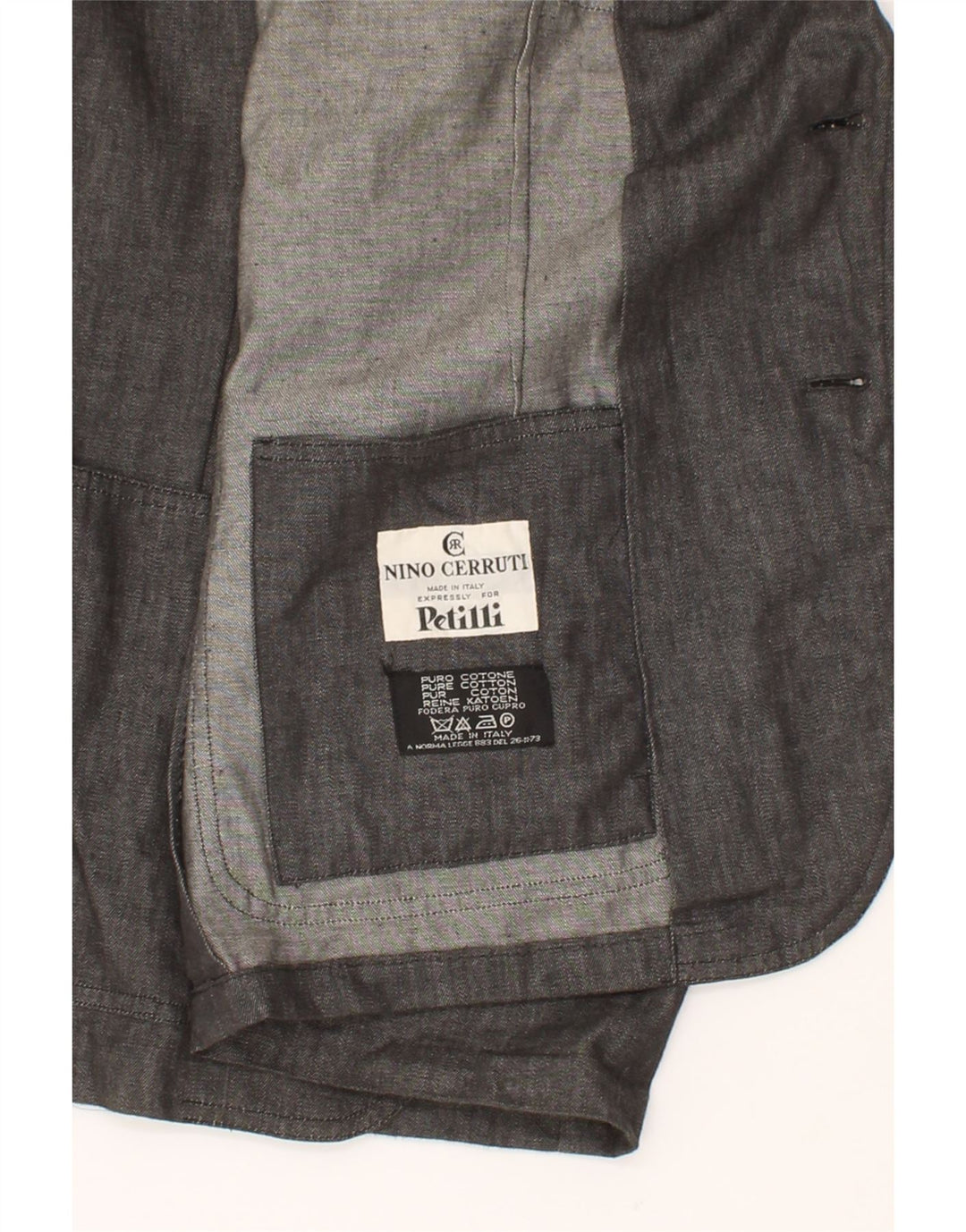 CERRUTI 1881 Mens 2 Button Blazer Jacket IT 50 Large Grey Cotton Vintage Cerruti 1881 and Second-Hand Cerruti 1881 from Messina Hembry 