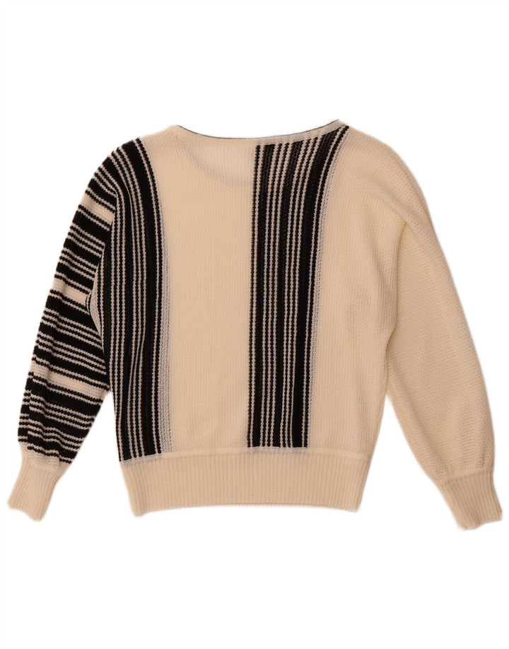 BODE Dame Boat Neck Jumper Sweater EU 40 Medium Off White Stribet