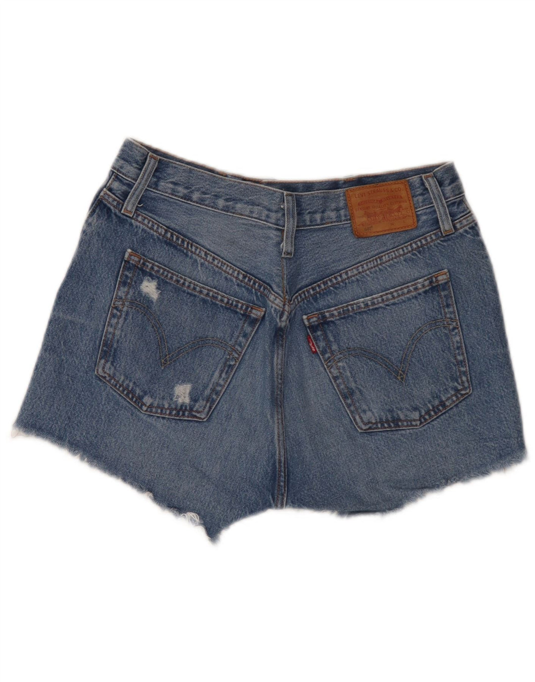Levi's Womens 501 Distressed Denim Shorts W29 Medium Blue Bomuld
