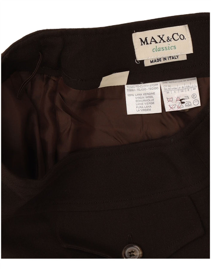 Max & Co. Mininederdel til kvinder UK 8 Small W26 Brown Virgin Wool