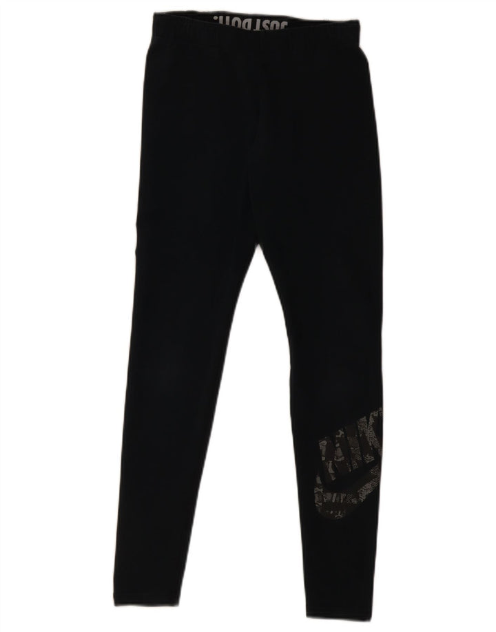 Nike Dame Grafiske Leggings UK 10 Small Black Bomuld