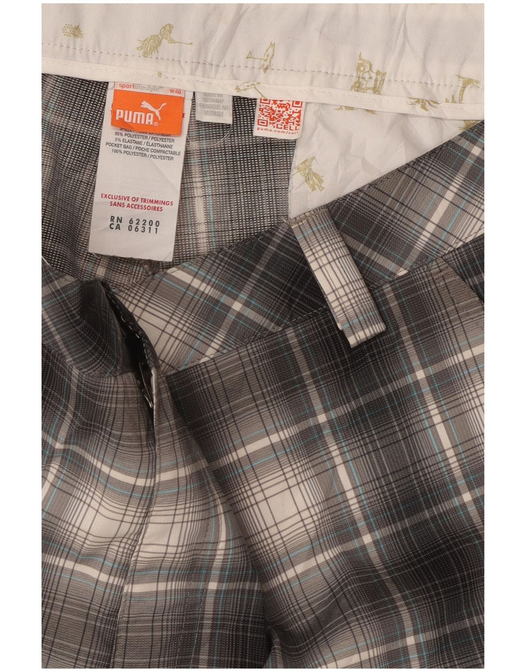 Puma Chino Shorts til mænd W40 XL Grå ternet polyester