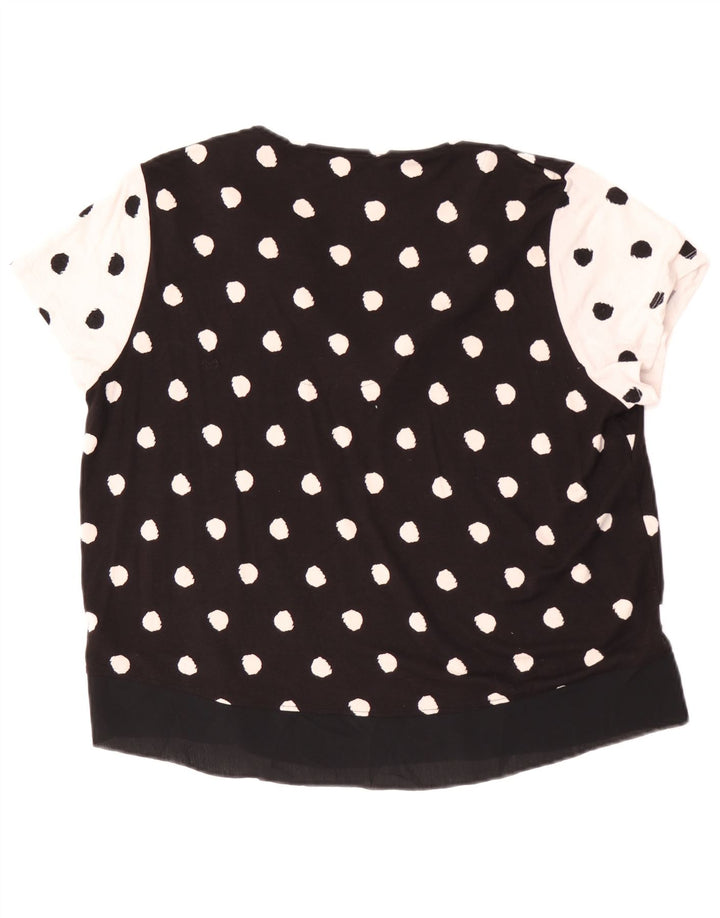 Marks & Spencer Damebluse Top UK 16 Large Black Polka Dot Viscose