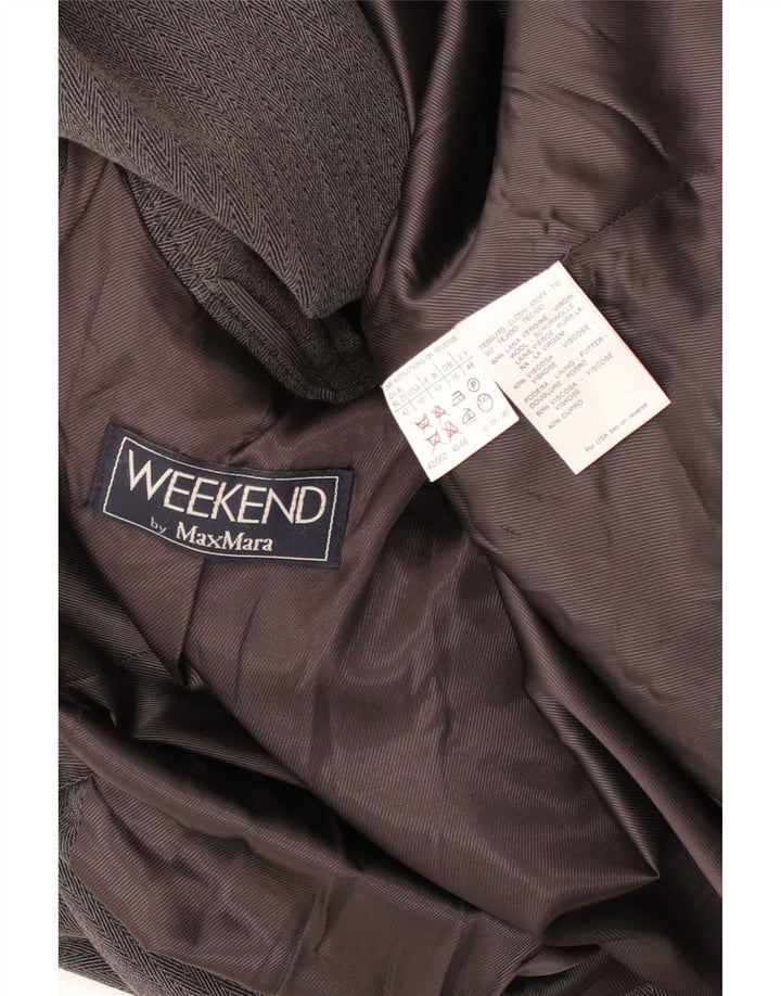 Max Mara Dame Weekend Blazer Jacket UK 16 Large Grey Chevron