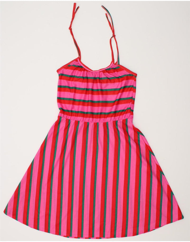 VINTAGE Womens Sundress UK 8 Small Pink Striped Vintage Vintage and Second-Hand Vintage from Messina Hembry 