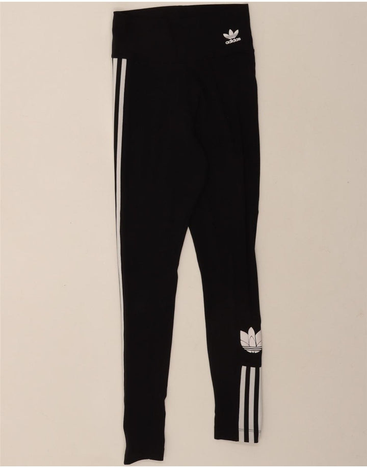 Adidas Dame Grafiske Leggings UK 8 Small Black Bomuld