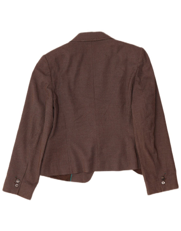 Marks & Spencer Dame 1-knaps blazerjakke UK 12 Medium Brun Plettet
