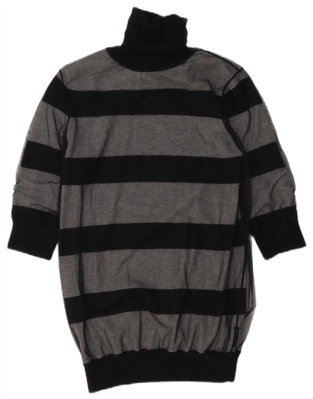 Armani Jeans Dame Roll Neck Jumper Sweater UK 12 Medium Grå Stribet