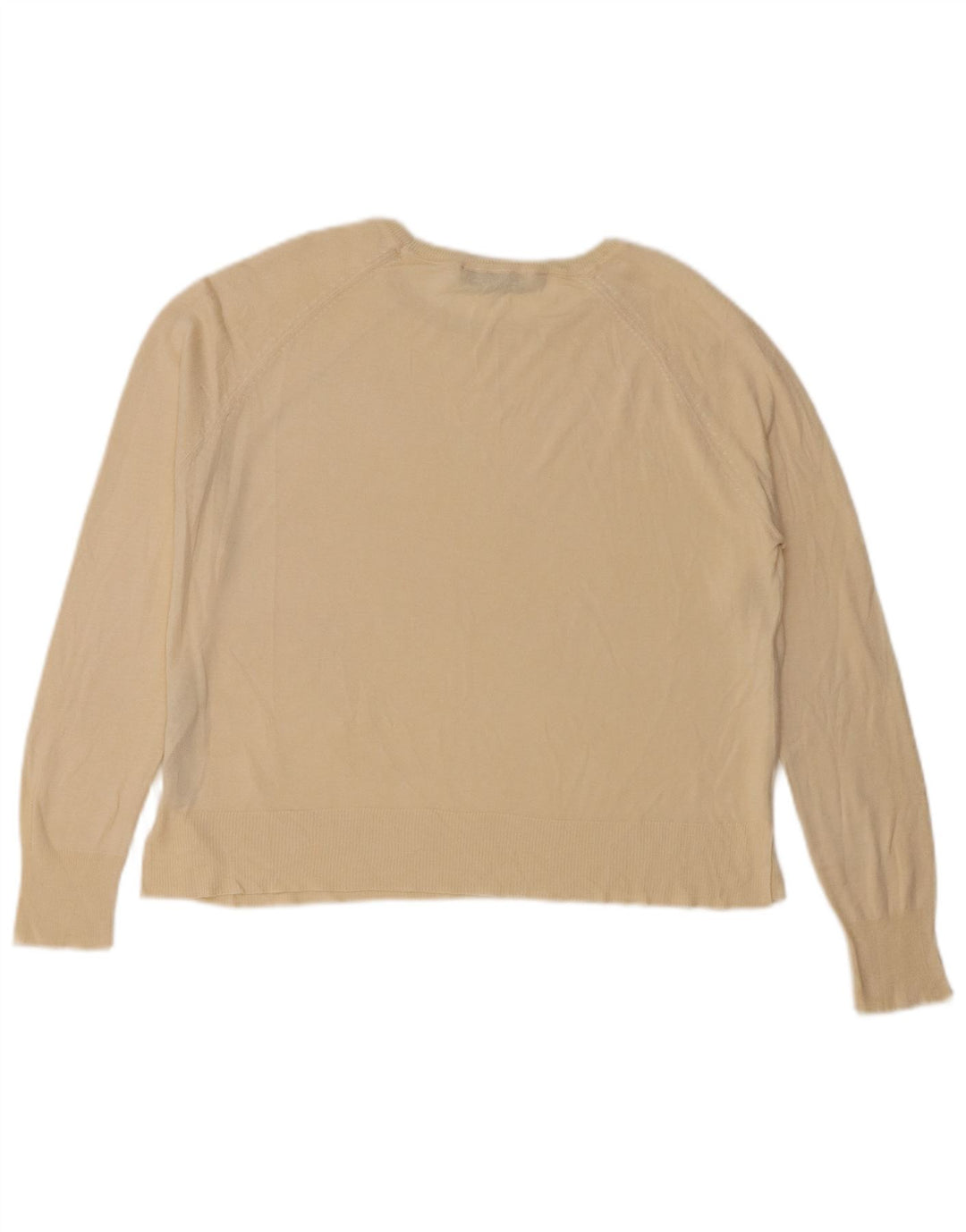 Zara Dame Oversized Boat Neck Jumper Sweater UK 10 Small Beige Viscose