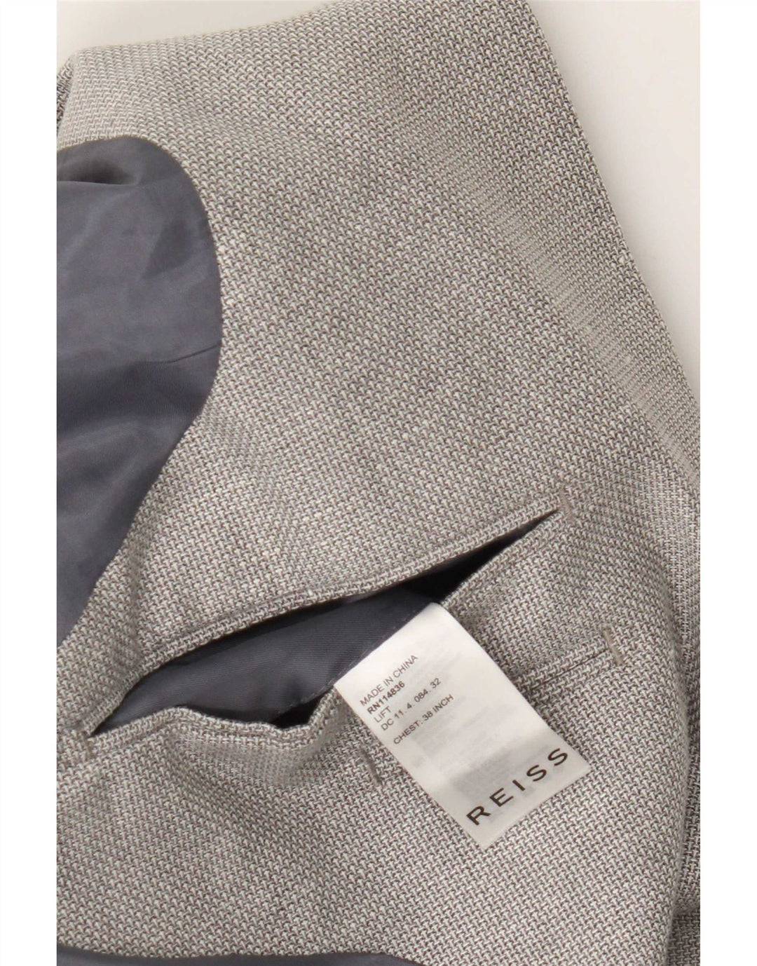 Reiss Herre 2 Button Blazer Jacket UK 38 Medium Grey Uld