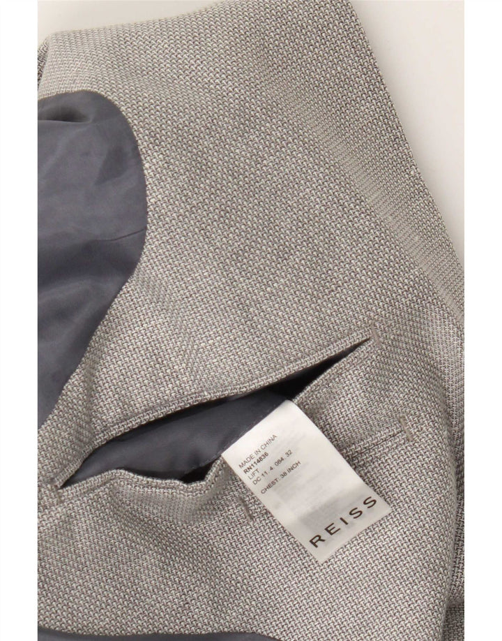 Reiss Herre 2 Button Blazer Jacket UK 38 Medium Grey Uld