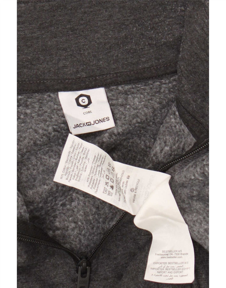 Jack & Jones Herre Core Zip Neck Sweatshirt Jumper Medium Grey Colourblock