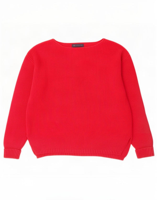 Marks & Spencer Dame Boat Neck Jumper Sweater UK 14 Medium Rød Bomuld