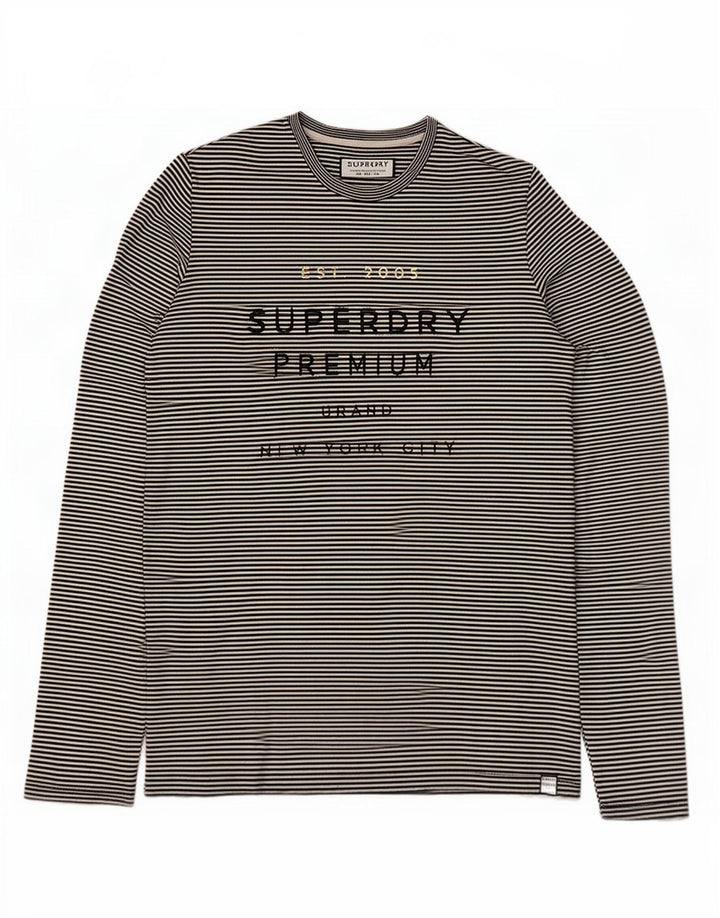 Superdry Grafisk Top Langærmet UK 12 Medium Sort Stribet