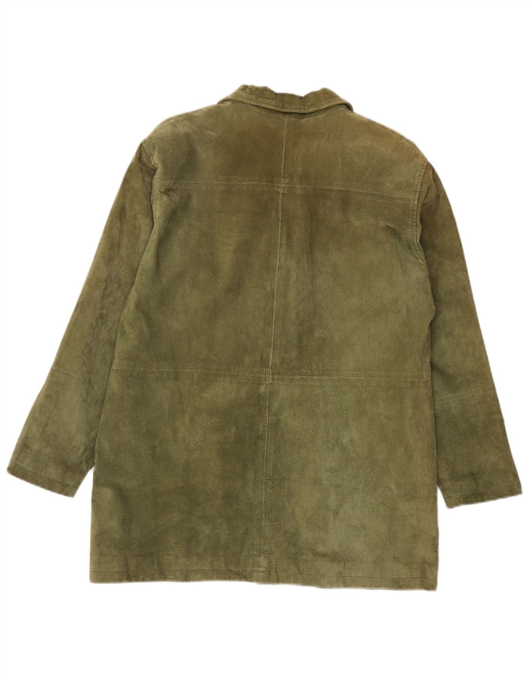 Vintage Dame 3-knaps Ruskind Blazer Jacket IT 42 Medium Khaki Læder