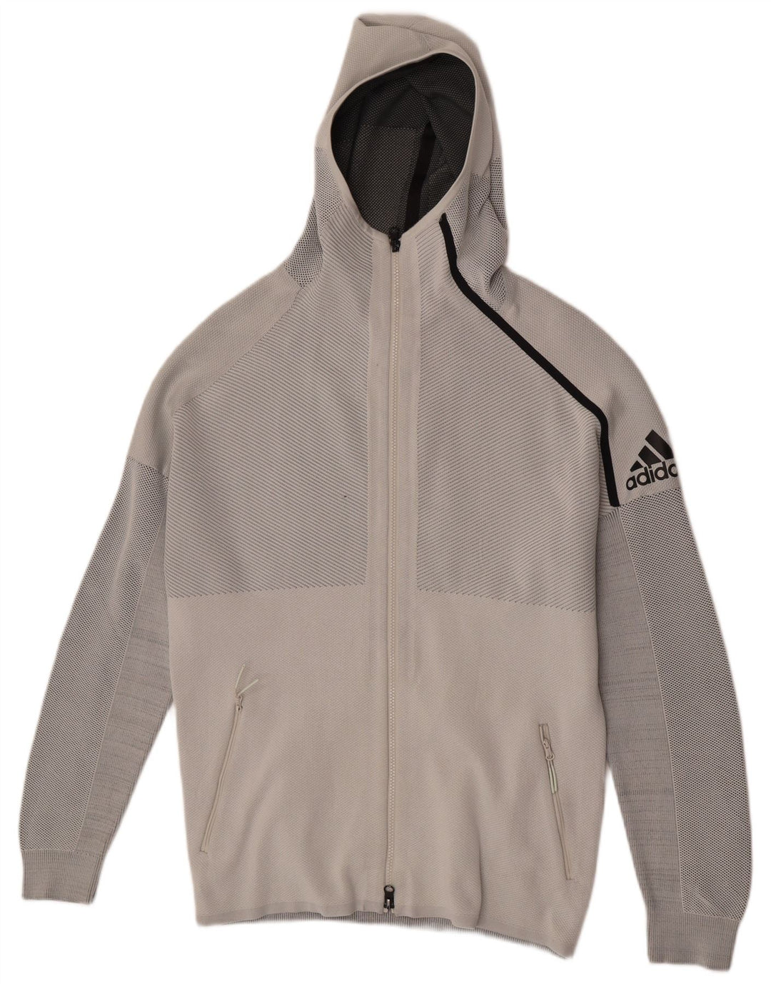 ADIDAS Hættetrøje med lynlås til mænd mellemgrå nålestribe