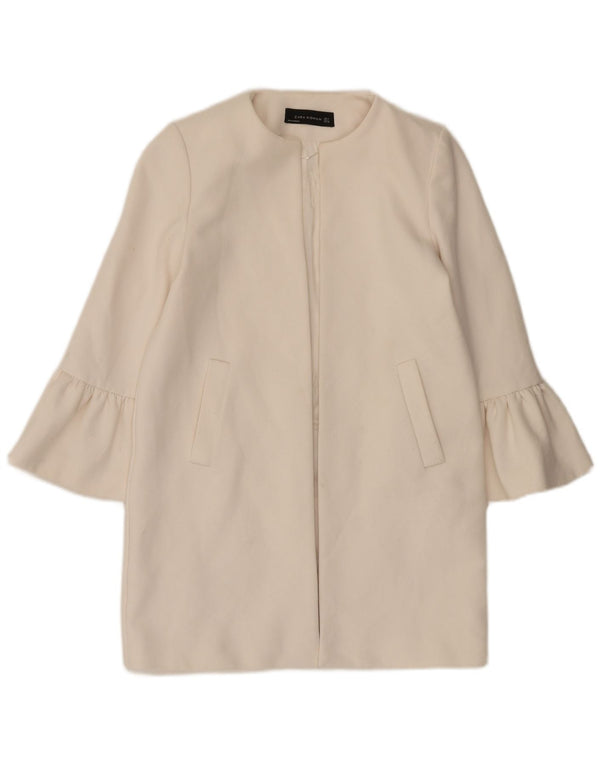 Zara Womens Longline Open Blazer Jacket UK 10 Small White Polyester