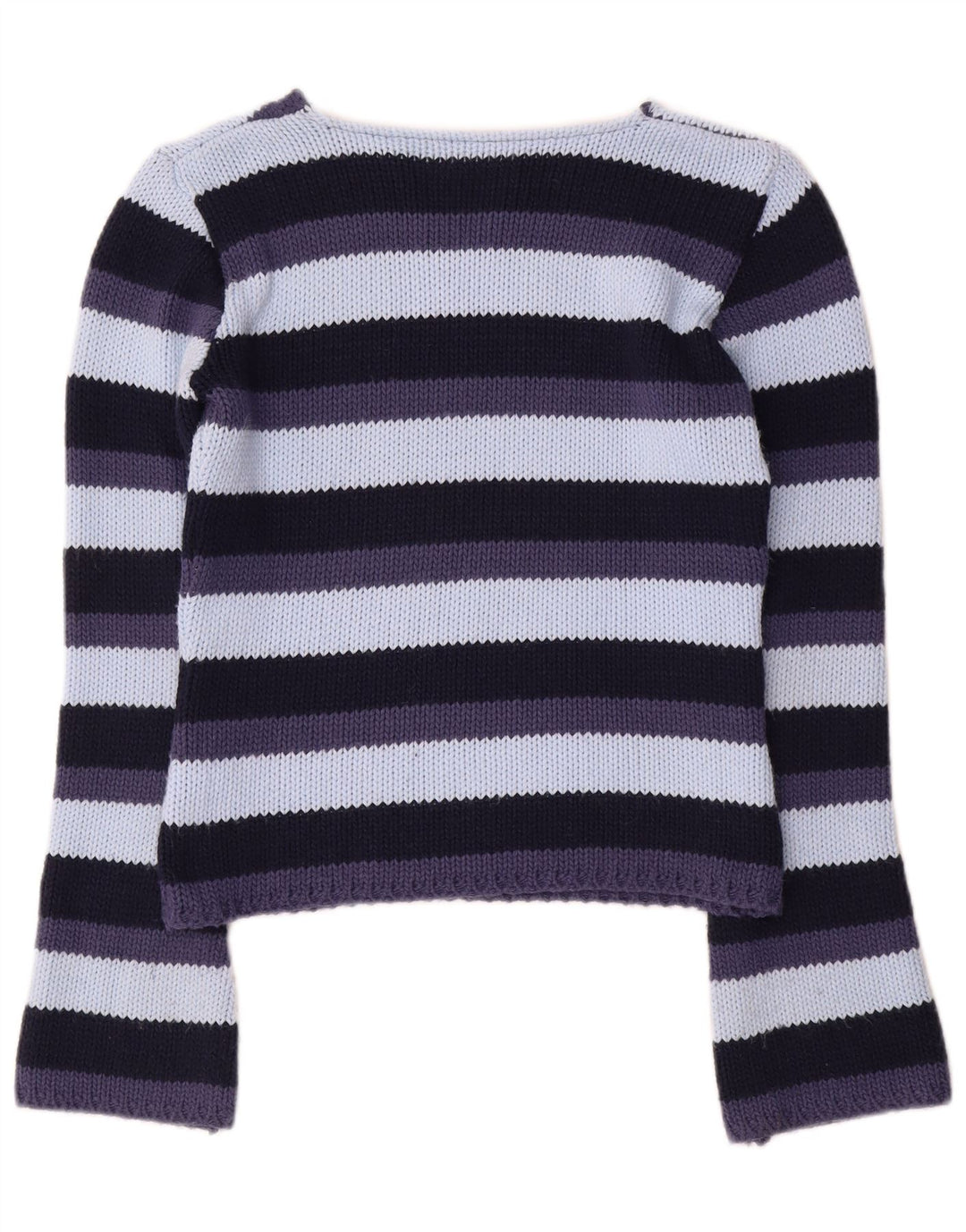 Vintage Dame V-hals Jumper Sweater UK 12 Medium Flerfarvet Stribet