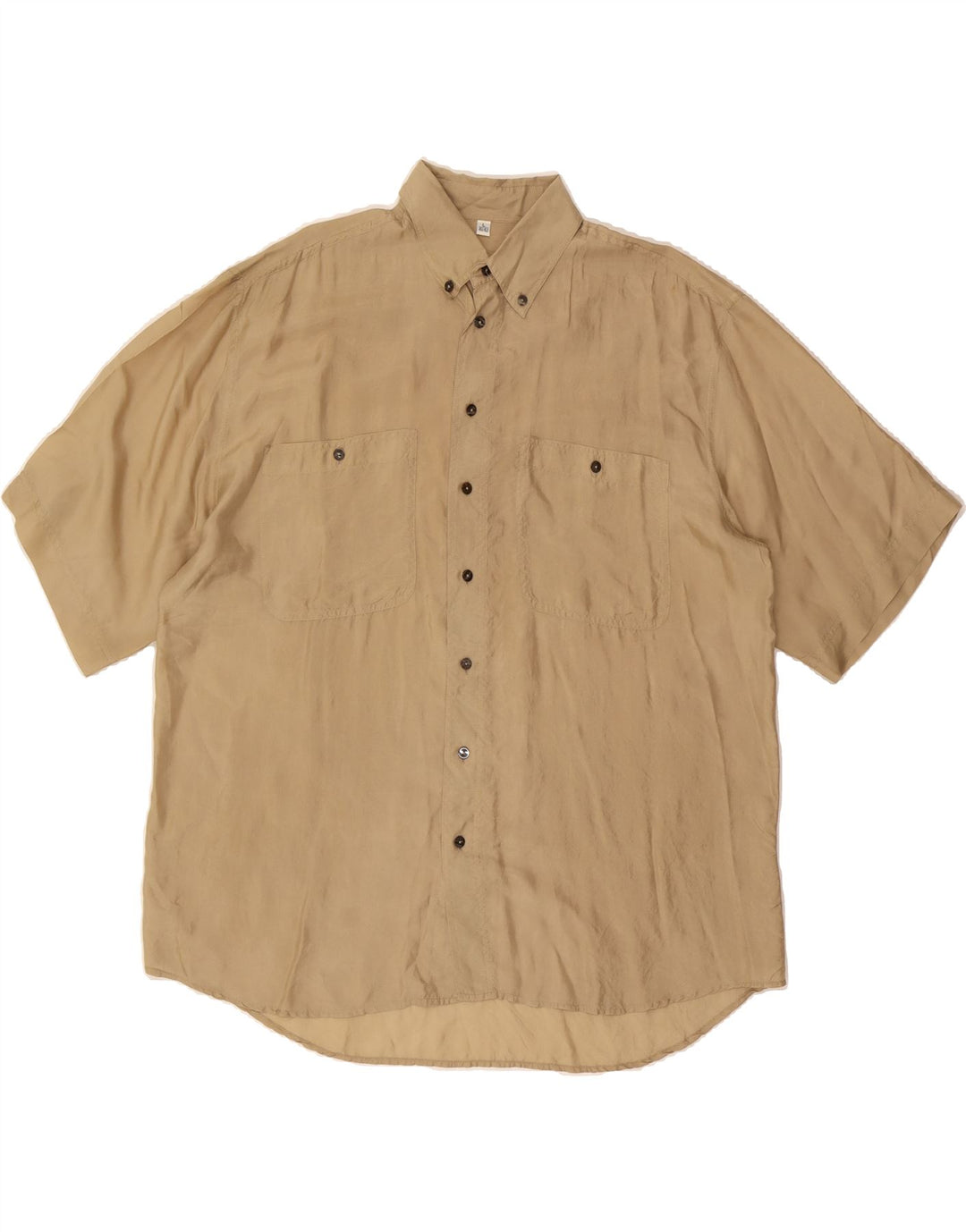 ACCANTO Mens Short Sleeve Shirt Size 41/42 Large Beige Silk Vintage Accanto and Second-Hand Accanto from Messina Hembry 