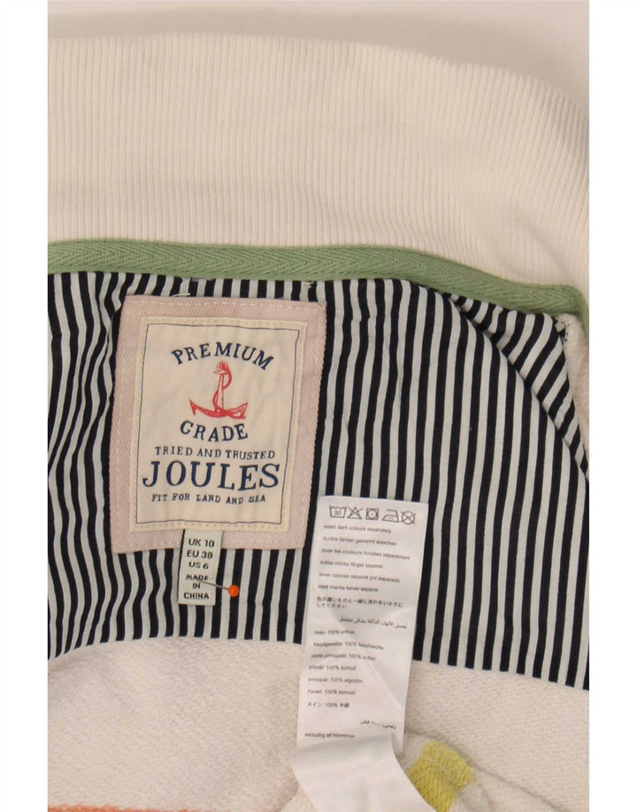 Joules Dame Button Neck Sweatshirt Jumper UK 10 Small White Striped