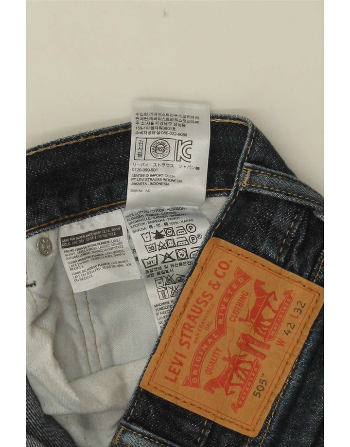 Levi's Herre 505 Straight Jeans W42 L28 Blå Bomuld