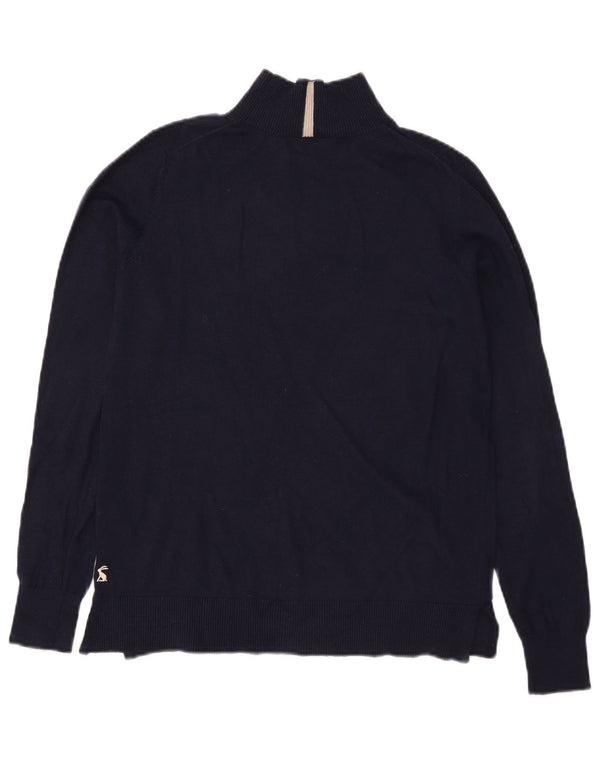 Joules Dame Turtle Neck Jumper Sweater UK 12 Medium Navy Blue Bomuld