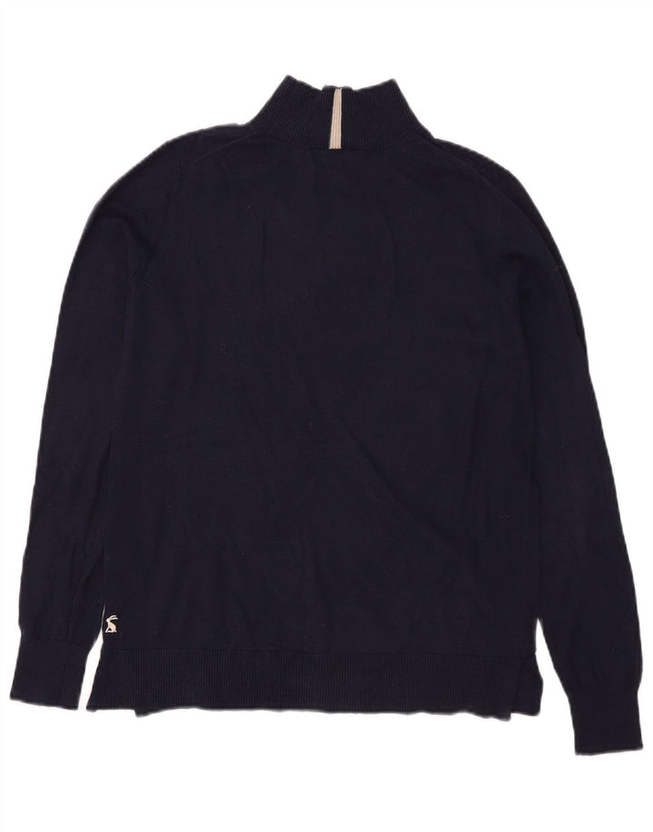 Joules Dame Turtle Neck Jumper Sweater UK 12 Medium Navy Blue Bomuld