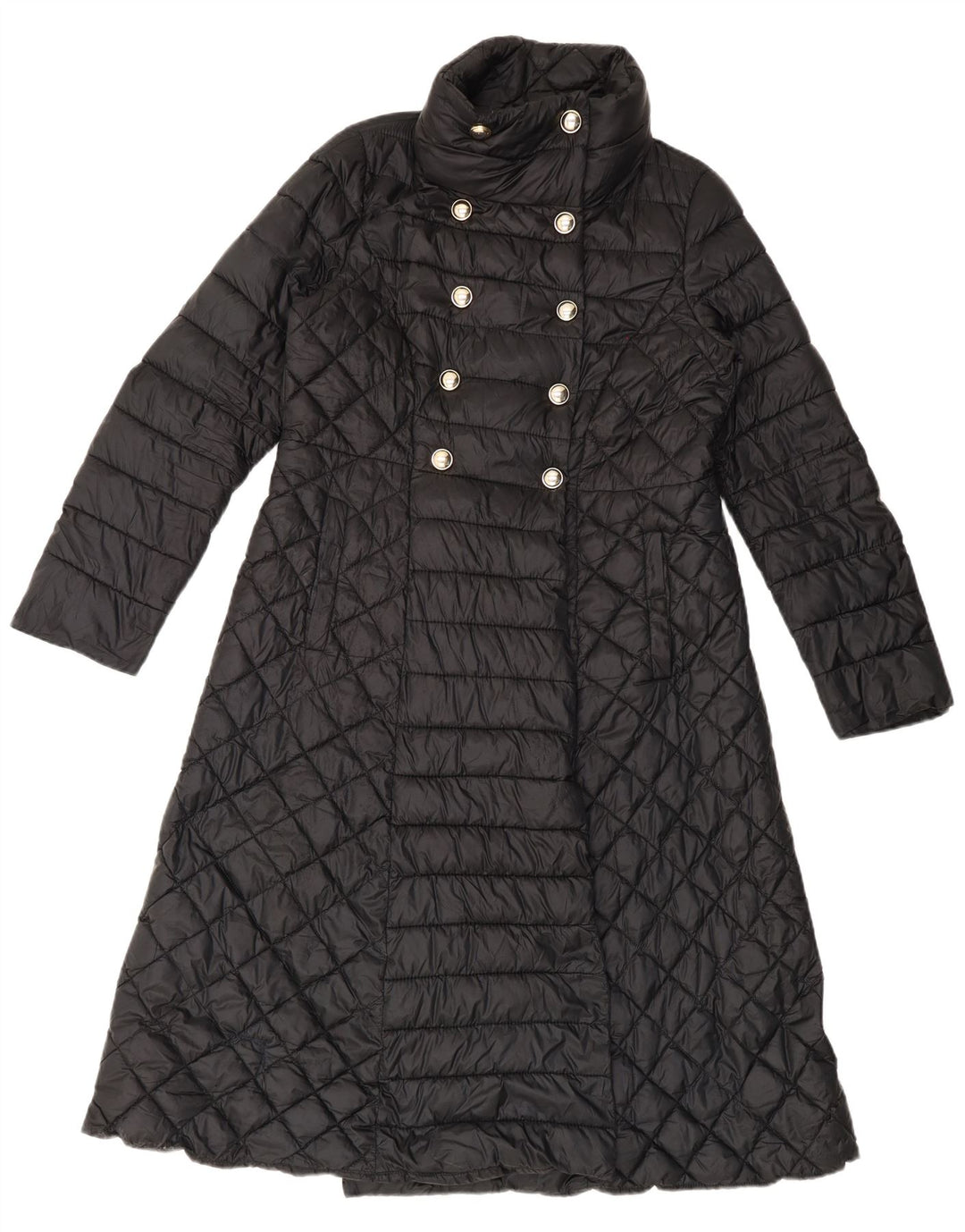 Intrend dobbeltradet polstret frakke til kvinder UK 16 Large Black Polyester