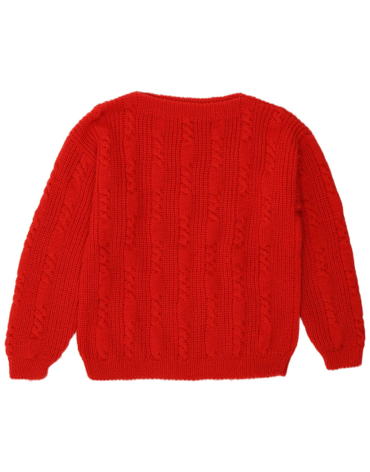 Vintage Dame Boat Neck Jumper Sweater UK 12 Medium Red