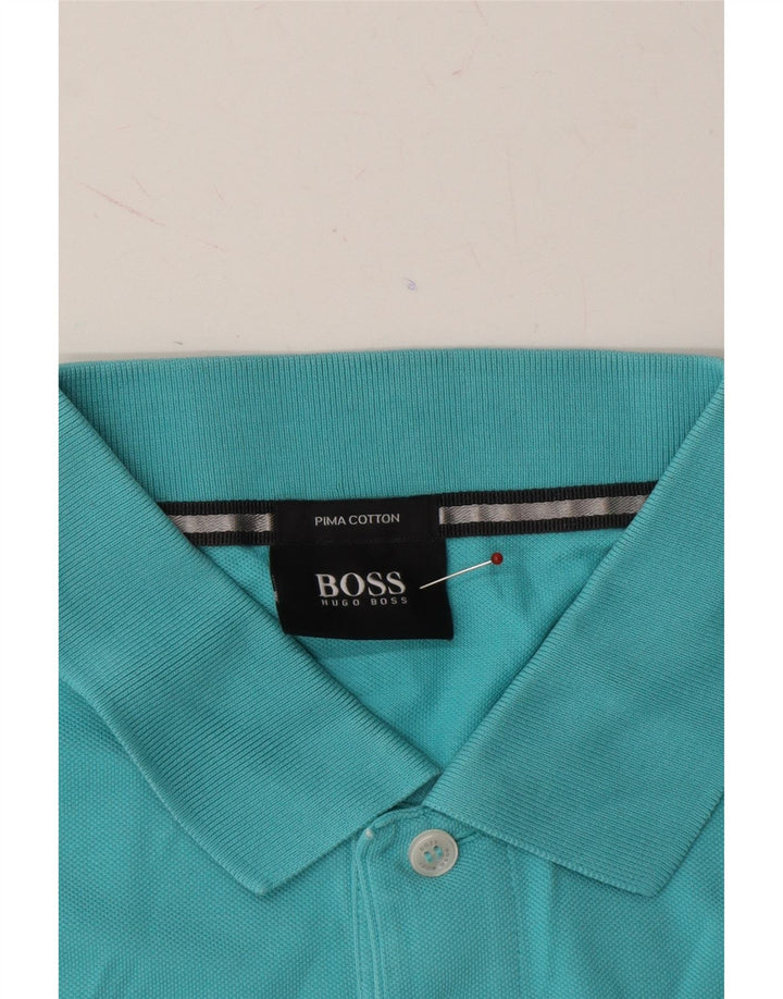 HUGO BOSS Mens Polo Shirt Large Blue Cotton Vintage Hugo Boss and Second-Hand Hugo Boss from Messina Hembry 