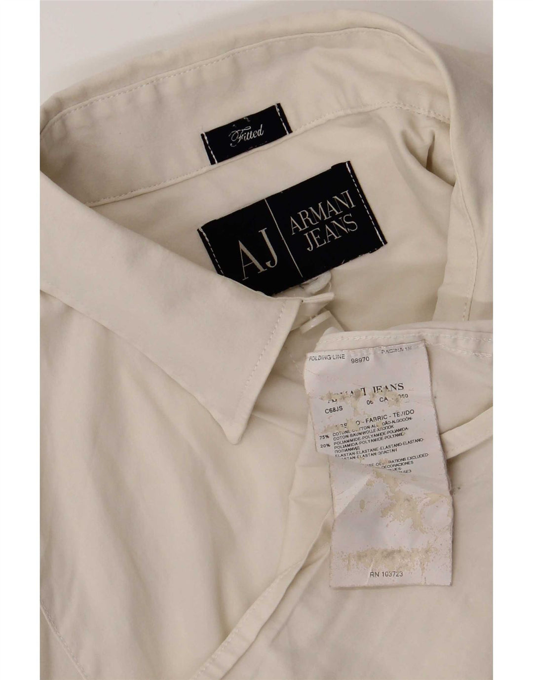 Armani Jeans Herre Fitted Shirt Stor hvid bomuld