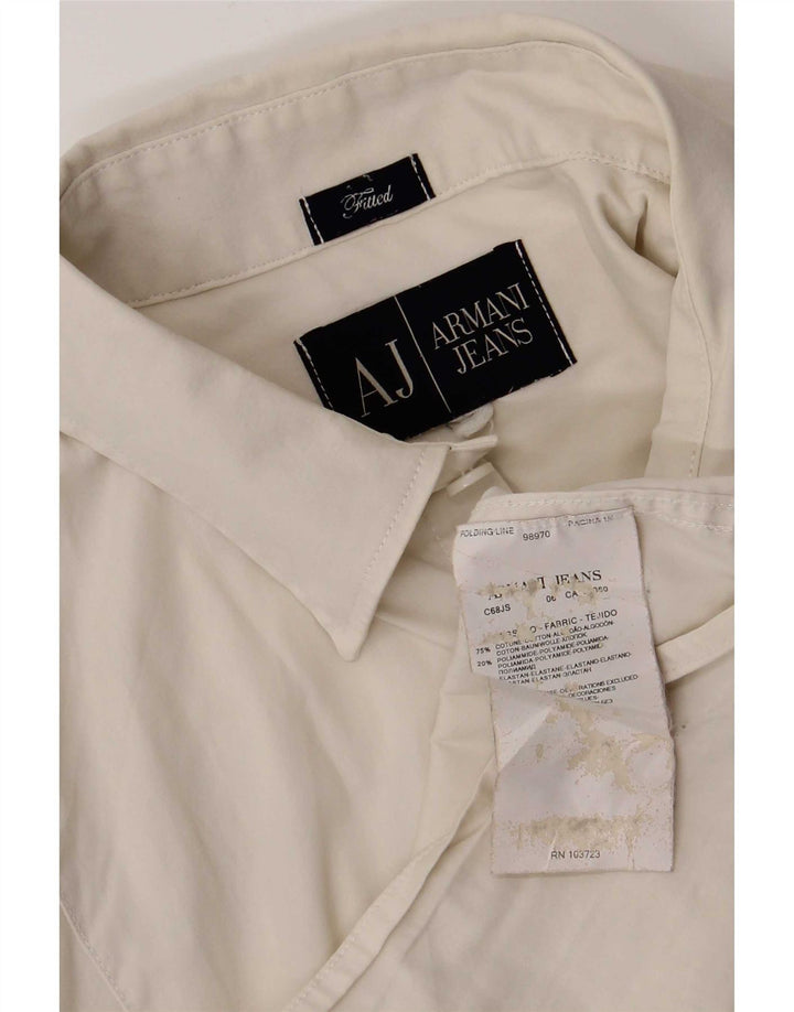 Armani Jeans Herre Fitted Shirt Stor hvid bomuld