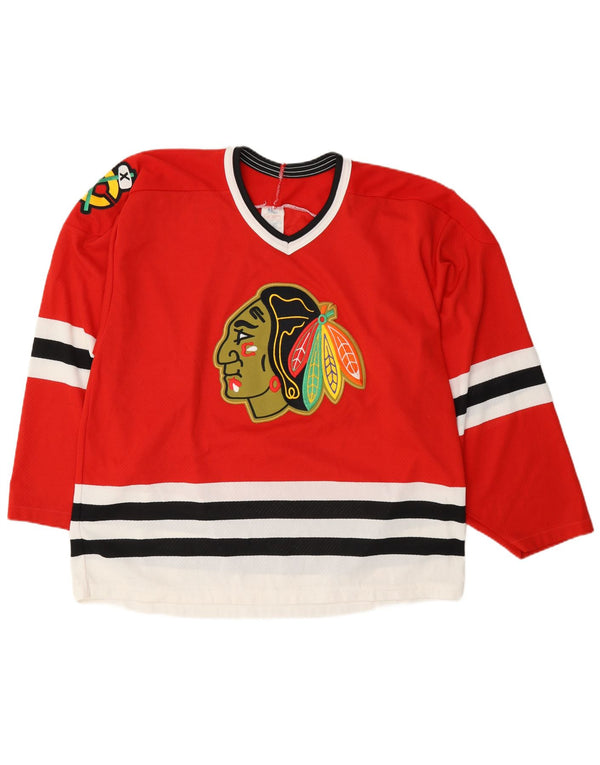 Vintage Herre Chicago Blackhawks CCM 1990-96 Hockey Shirt Large Red Sports