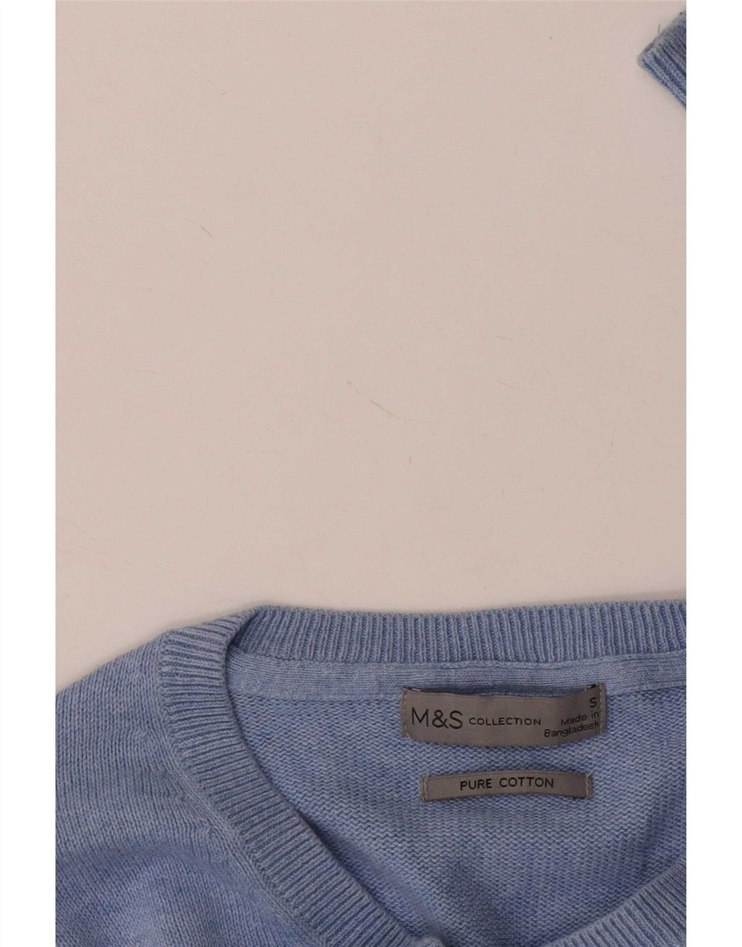 Marks & Spencer Herre V-hals sweater lille blå bomuld