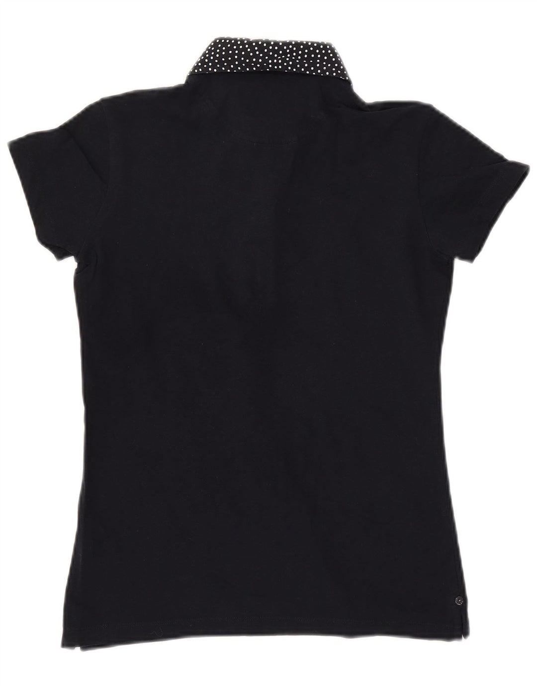 WOOLRICH Dame Slim Fit Polo Shirt UK 12 Mellem marineblå plettet bomuld