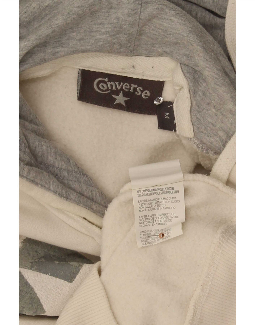 Converse Grafisk hættetrøje til mænd Medium Off White Bomuld